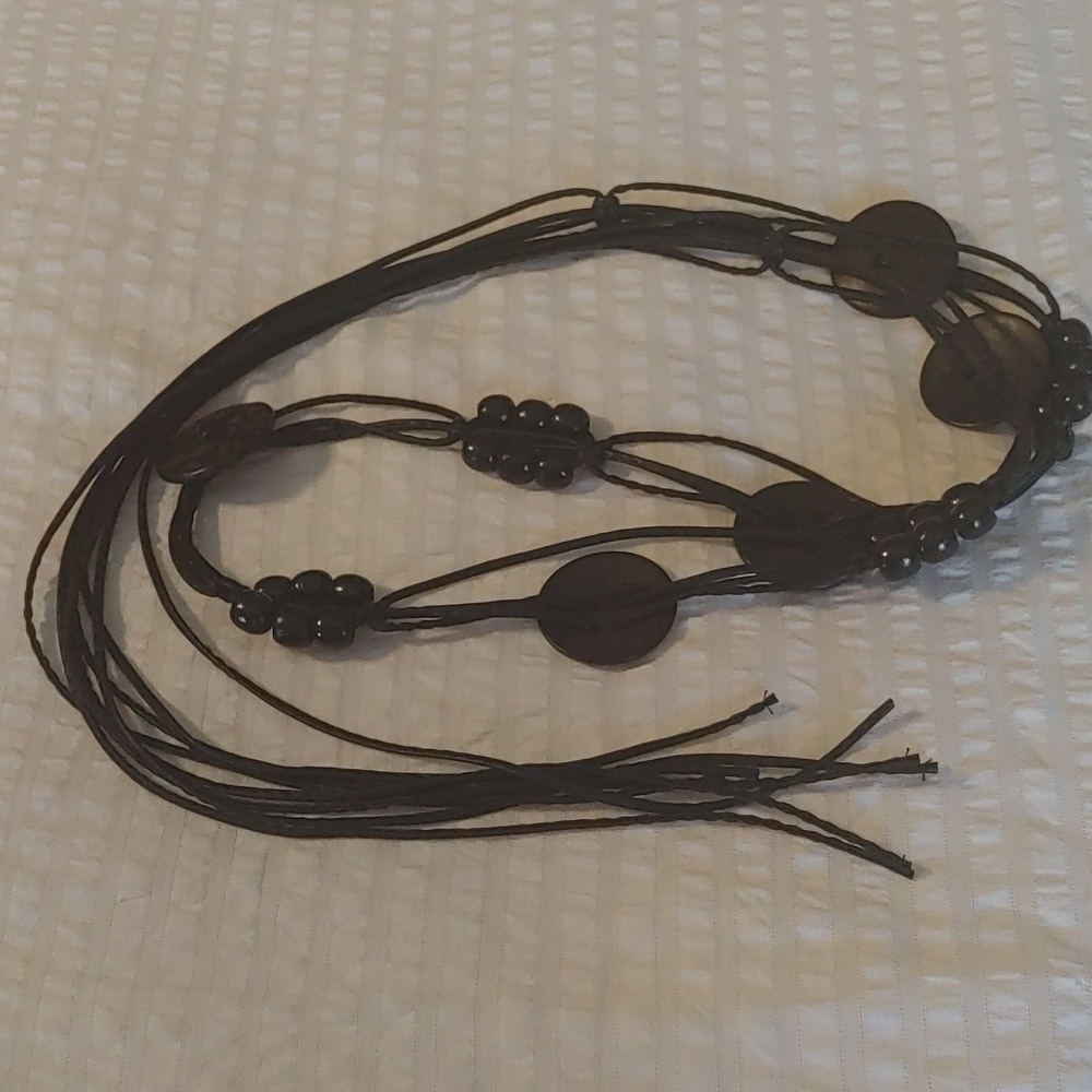 Black Bohemian Beaded Festival Macrame Belt